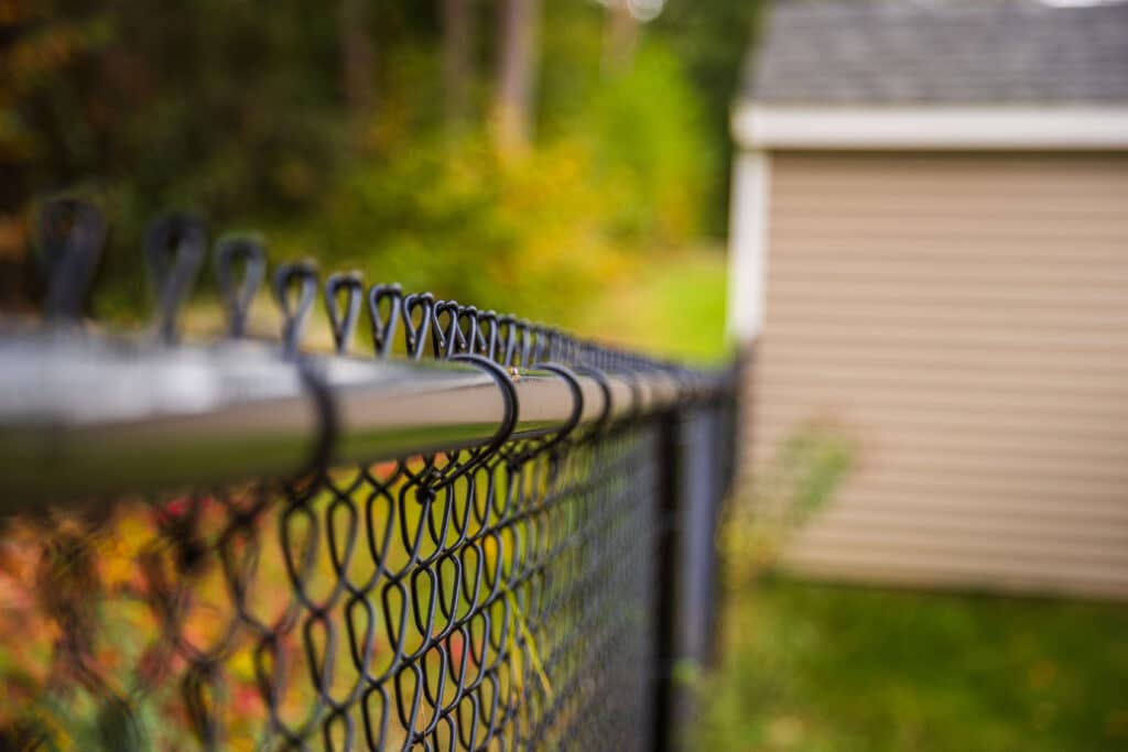 Residential chain link fence, Rhode Island.