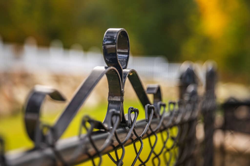 Detailed view of a chain link fence, Rhode Island.